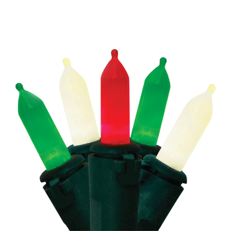 50 Count Red/Green, and White Frosted Christmas Mini LED String Lights